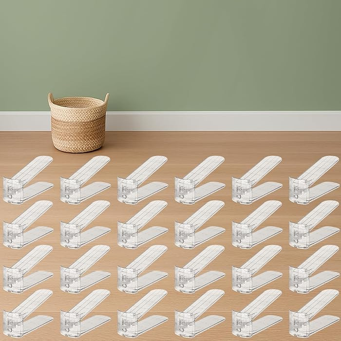 Clear Shoe Slots Organizer for Closet, 24-Pack Adjustable Shoe Stacker & Space-Saving Shoe Storag... | Amazon (US)