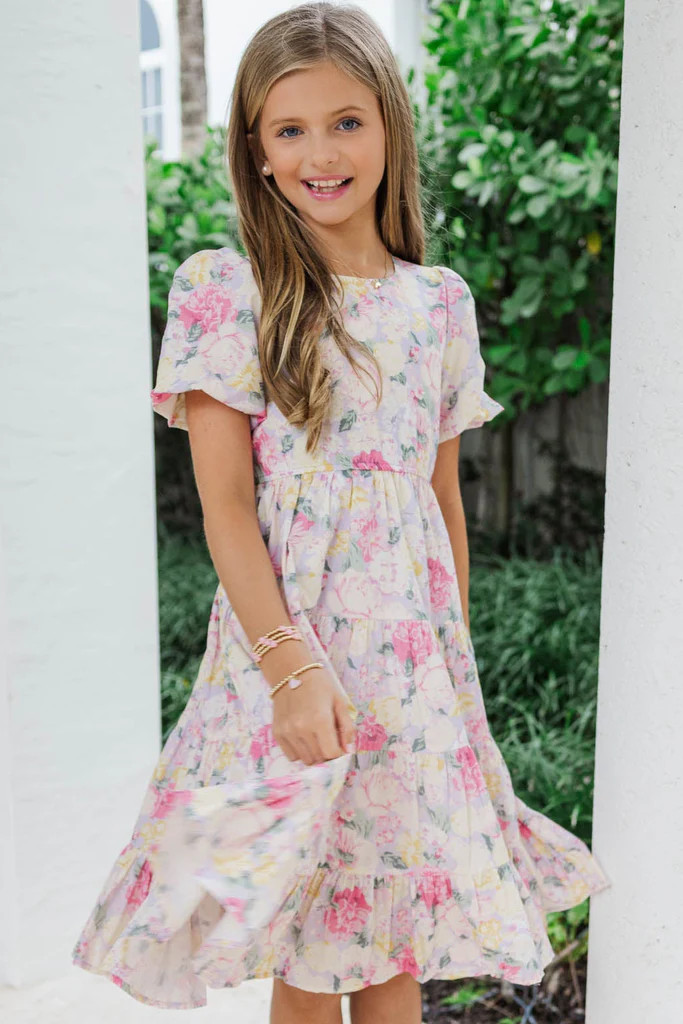 Girls: All True Lavender Floral Tiered Dress | The Mint Julep Boutique