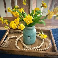 57"" 16mm Farmhouse Wooden Beads Wood Casa Bead Garland Rustic Prayer Boho with Tassels Walling Hang | Etsy (US)