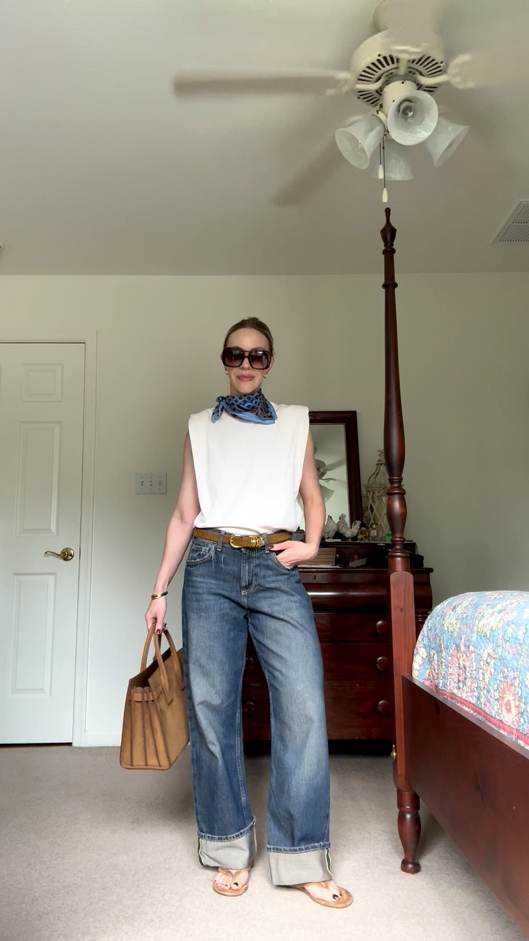Western style fall outfit, paisley silk scarf, cuffed baggy jeans, suede bag

#LTKSeasonal #LTKOver40 #LTKSaleAlert