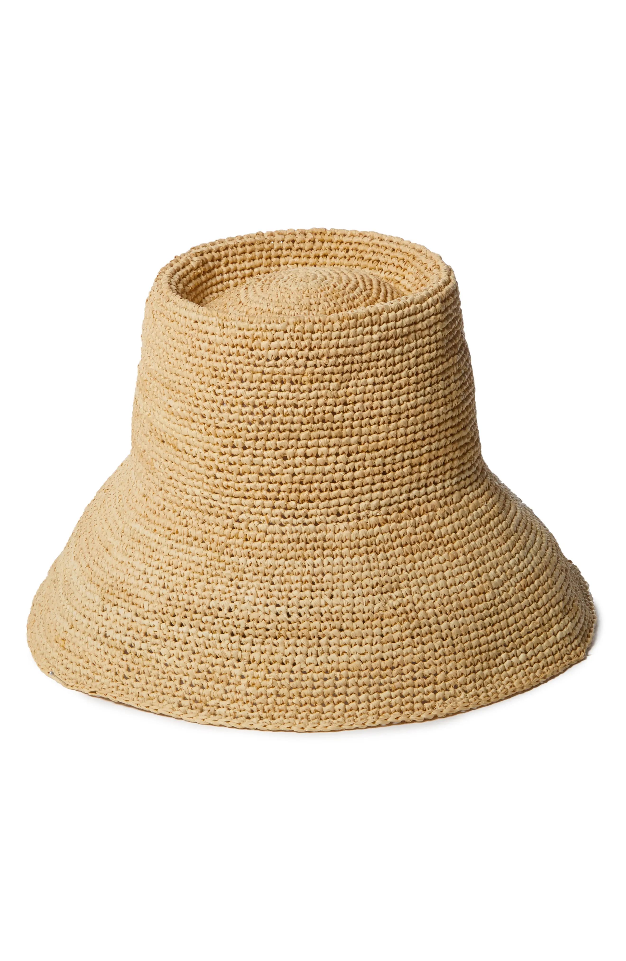 Janessa Leone Felix Raffia Bucket Hat in Natural at Nordstrom, Size Medium | Nordstrom