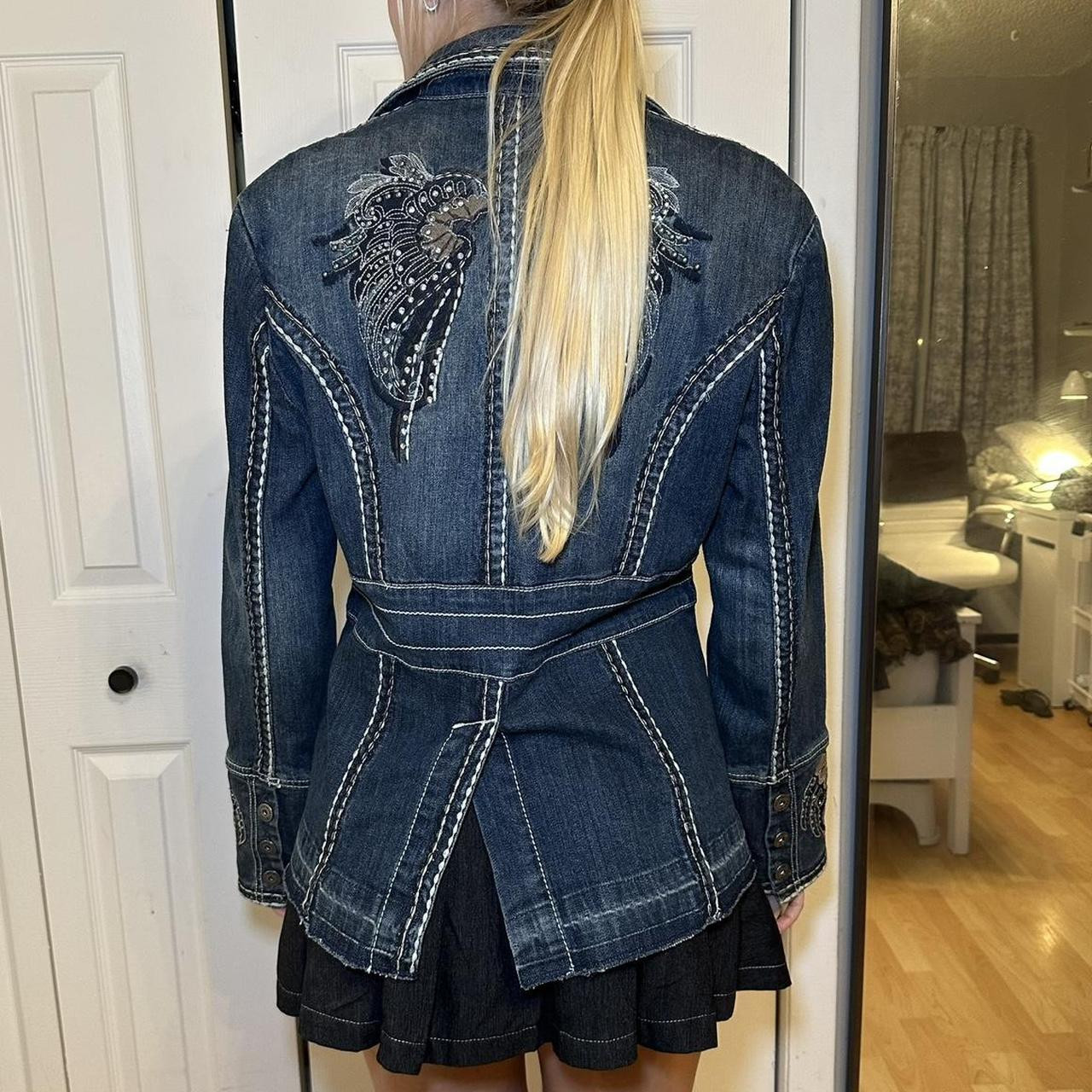 American Vintage Women's Blazer Jacket - Blue/Multi - M | Depop US