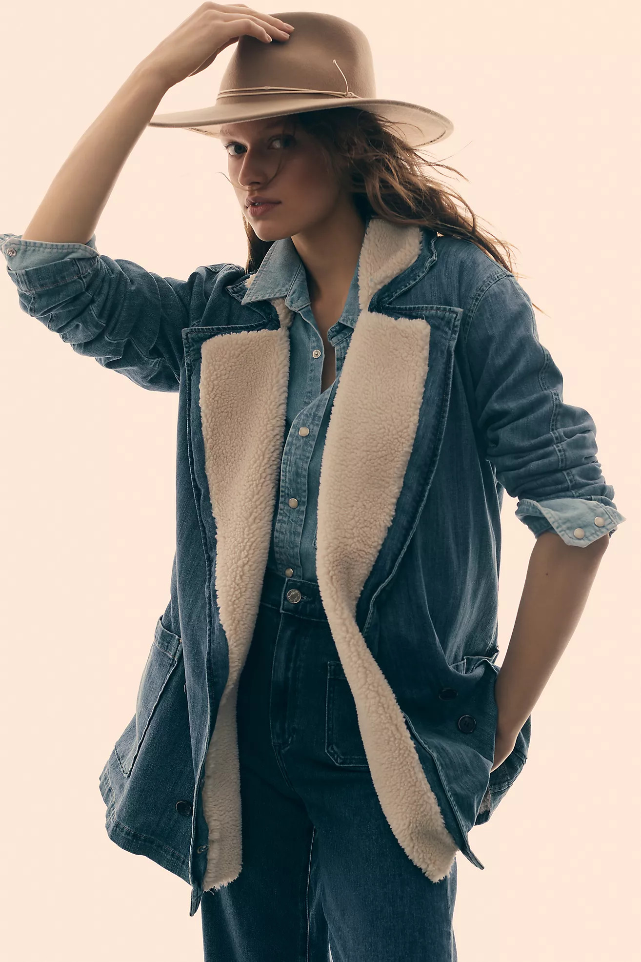 Le Jean Alina Sherpa Denim Jacket | Anthropologie (US)