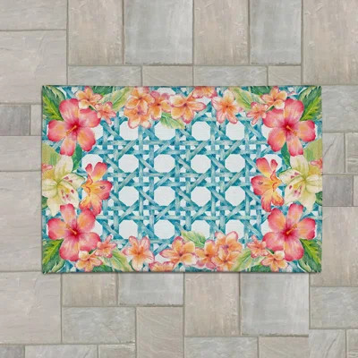 Rectangle Tropical Island Indoor/Outdoor Area Rug with Non-Slip Backing | Wayfair North America