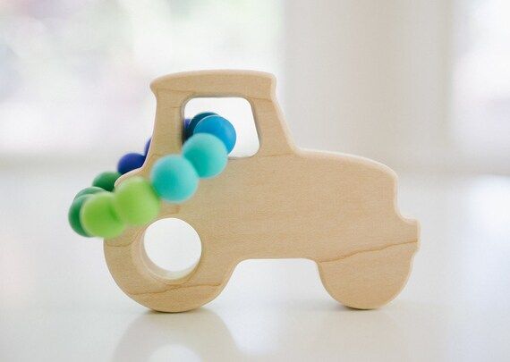 Organic Baby Tractor Toy Grasping Toy - Tractor Shaped Baby Toy and Teether, Natural Baby Toy fro... | Etsy (US)