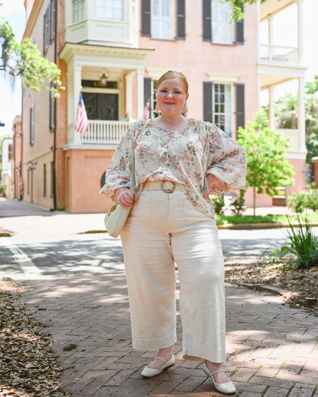 Summer Outfit Idea

Anthropologie Top size 1X
Anthropologie Colette Pant size 18
Kendra Scott earrings
Lane Bryant woven belt
Gucci Jackie 1961 bag
Dolce Vita wide fit Mary Janes 