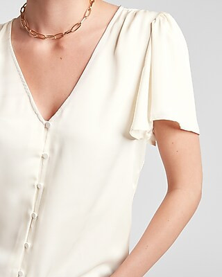 Flutter Sleeve Button Front Shirt | Express