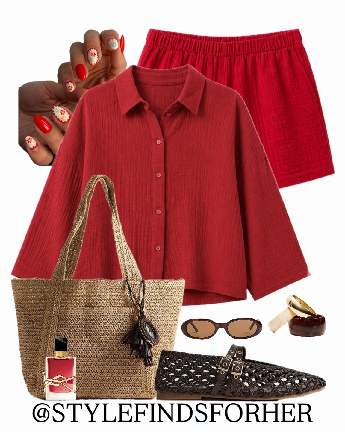 the most PERFECT coord for those warmer days we’re having ☀️
this cheesecloth shorts and shirt set comes in 9 other colours too ❤️

Comment SHOP for outfit links sent straight to your DM’s ✨ 

two piece set nails bright red colourful woven beach holiday Mary Jane sunglasses accessories jewellery perfume asos mango next day delivery nail art

#LTKsummer #LTKeurope #LTKtravel