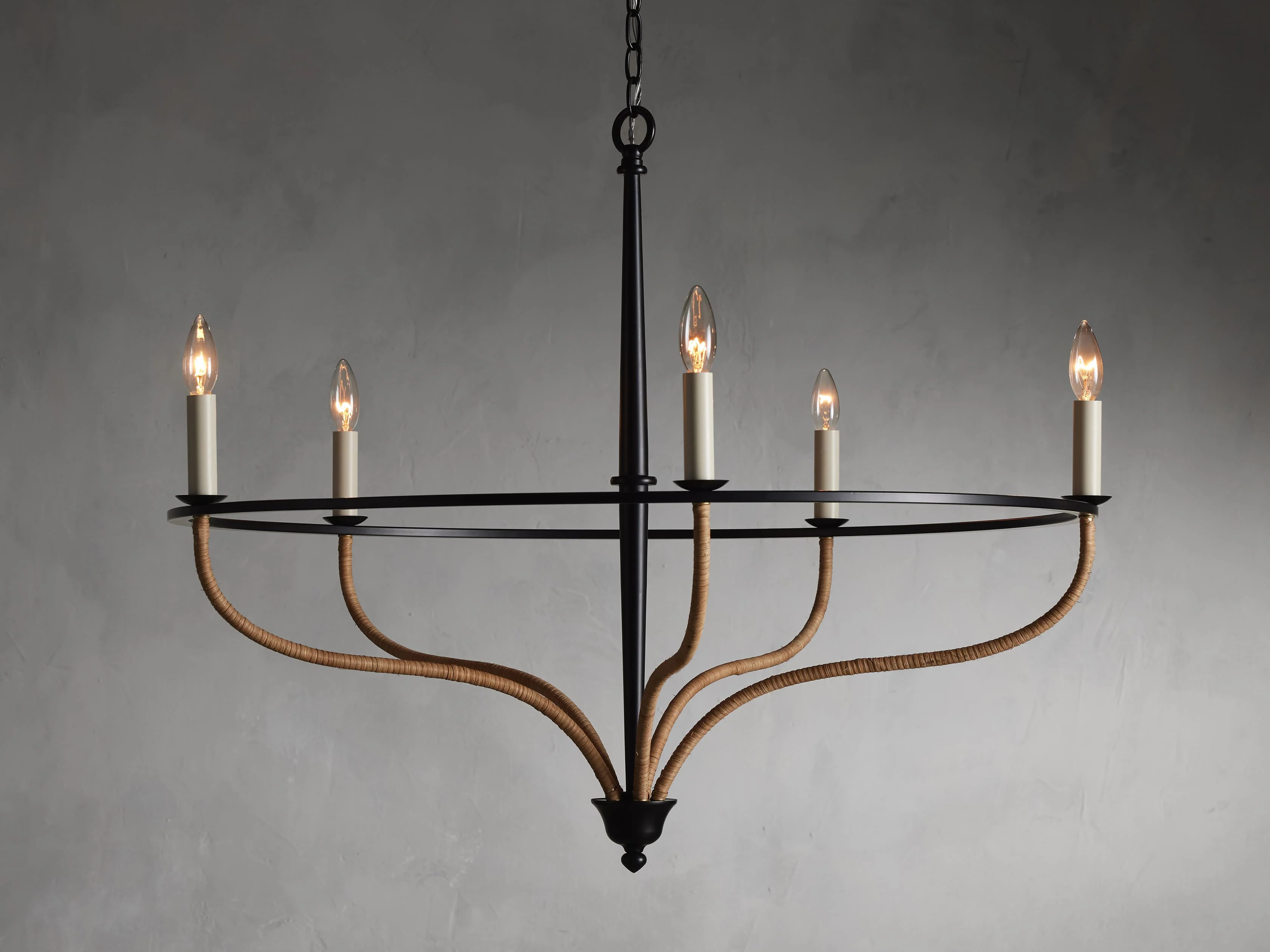 Rosalind Rattan Chandelier in Black | Arhaus