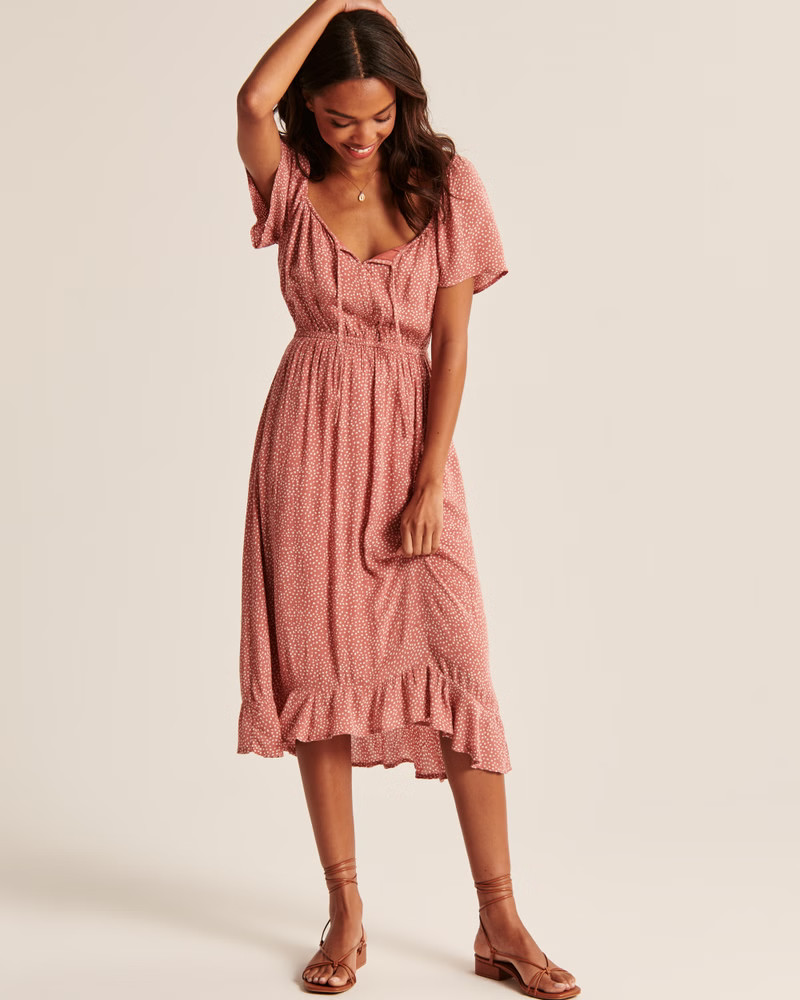 Easy Waist Midi Dress | Abercrombie & Fitch (US)