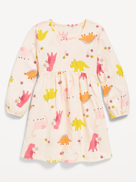 Printed Jersey-Knit Long-Sleeve Dress for Toddler Girls | Old Navy (US)
