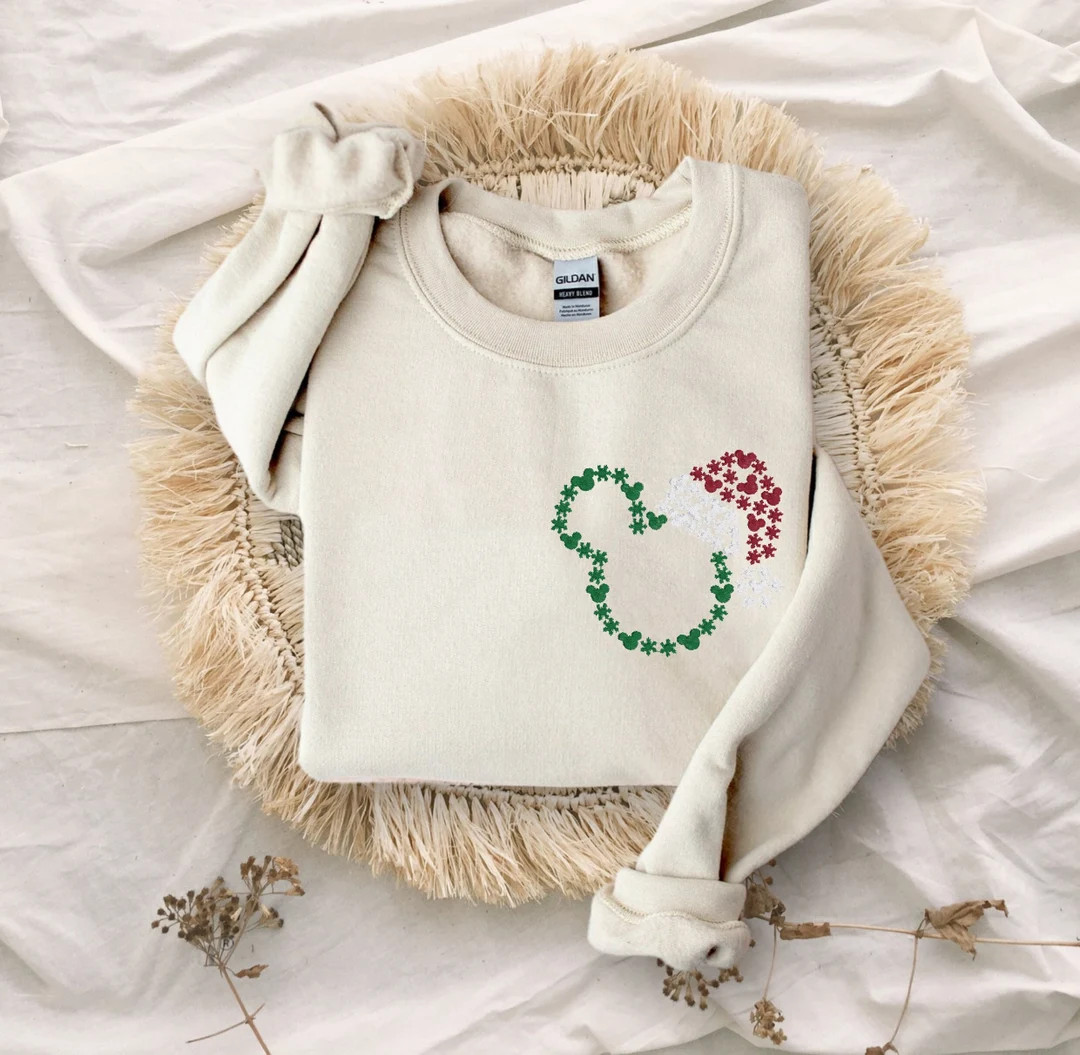 Embroidered Santa Mickey Adult Unisex Crewneck Sweatshirt Disney Christmas Sweater Once Upon a Ch... | Etsy (US)