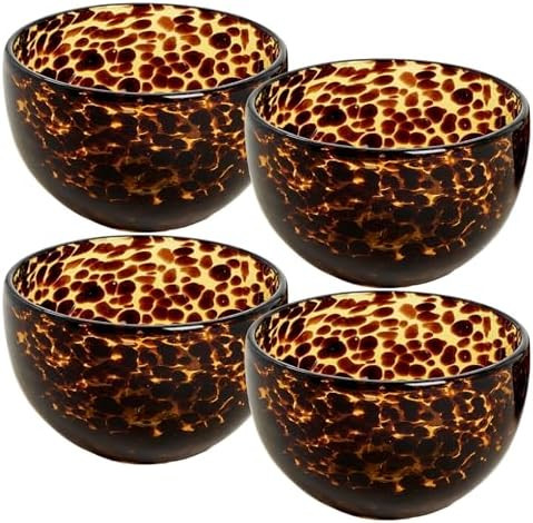 4 Pcs Tortoise Shell Pattern Bowls Brown 4 Inch Tortoise Leopard Print Glass Bowl for Kitchen Ser... | Amazon (US)