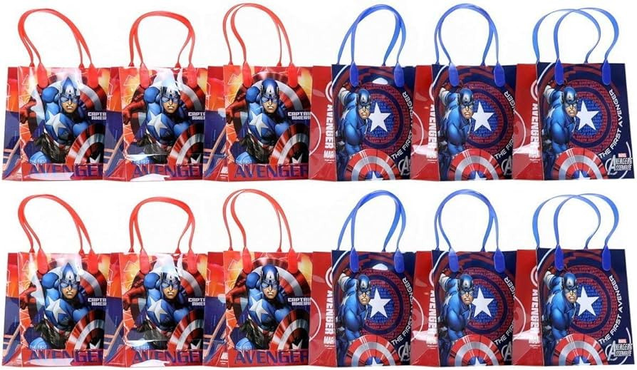 Marvel Captain America Party Favor Goodie Gift Bag - 6" Small Size (12 Packs) | Amazon (US)