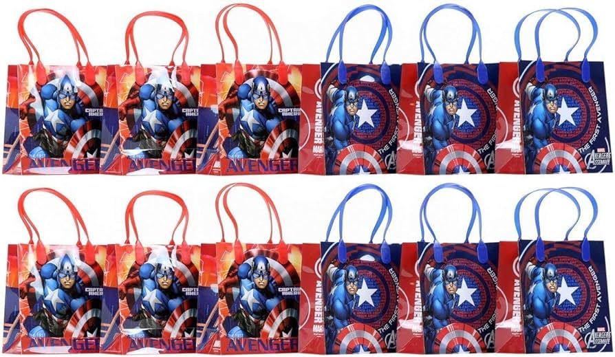 Marvel Captain America Party Favor Goodie Gift Bag - 6" Small Size (12 Packs) | Amazon (US)