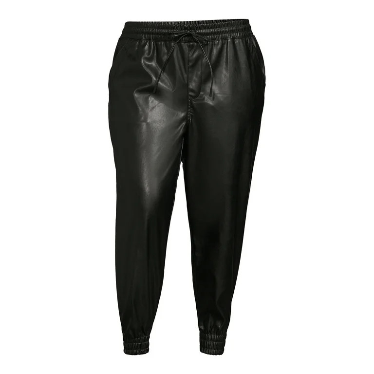 Dollhouse Junior's Young Adult Plus Vegan Sleek Stretch Leather Jogger Pants Reduced Clearance | Walmart (US)