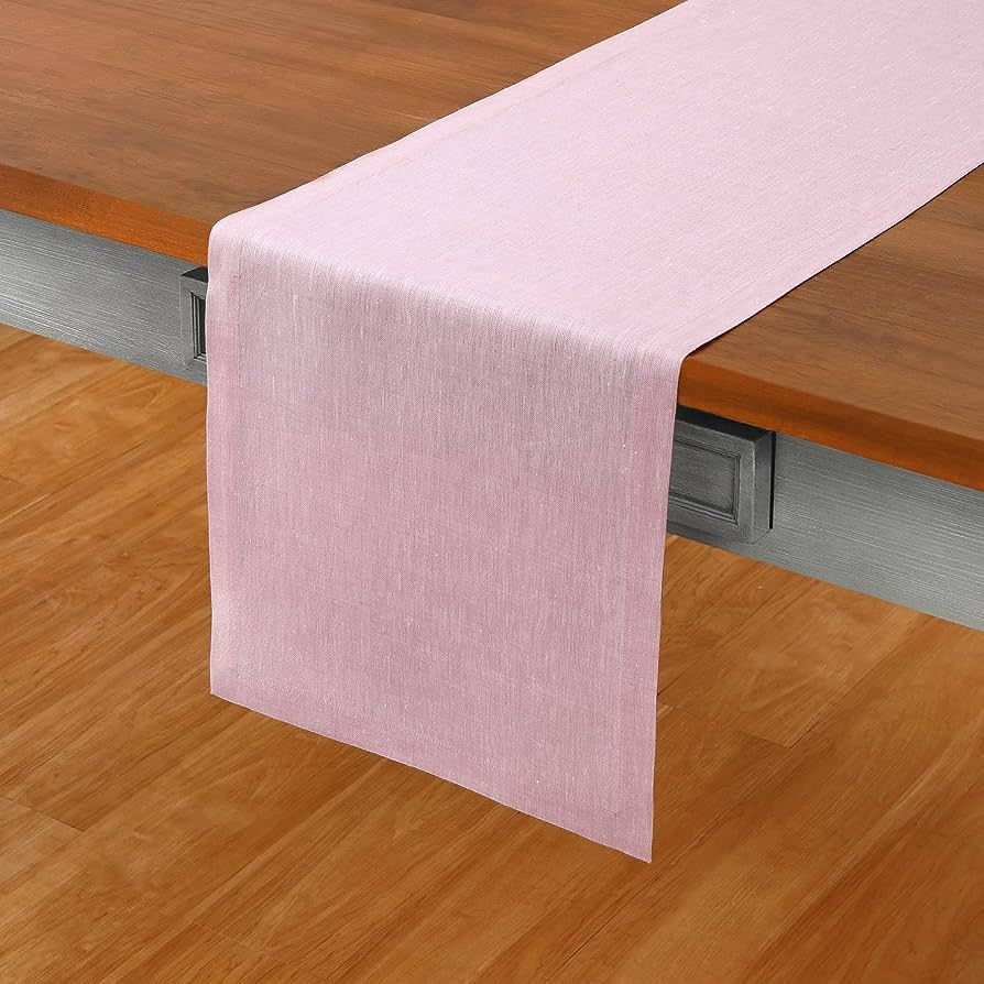 Solino Home Linen Table Runner 14 x 120 Inch – Bubblegum Pink Table Runner for Indoor, Outdoor ... | Amazon (US)