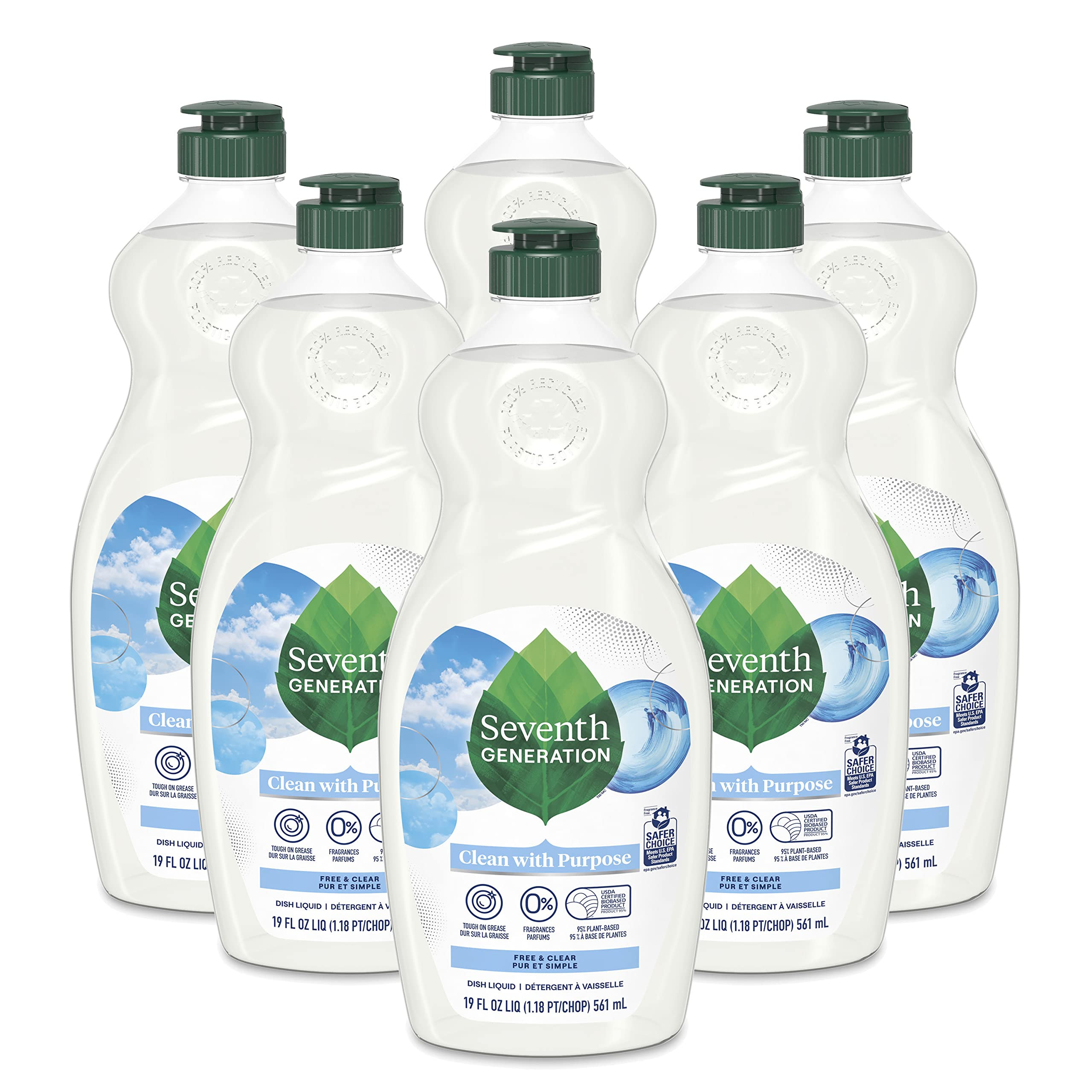 Seventh Generation Dish Liquid Soap Free & Clear liquid soap Pack of 6 Dishwashing Soap Dish Soap... | Amazon (US)