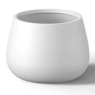 18.5 in. Large Crisp White(Enhanced Core) Concrete Round Planter / Pot with Drainage Holes | The Home Depot