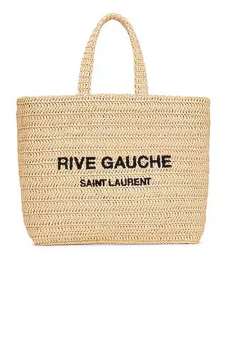 Saint Laurent Supple Rive Gauche Tote Bag in Natural & Deep Marine | FWRD | FWRD 