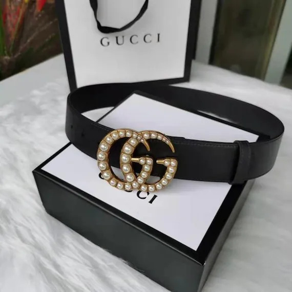 Fancy Women Gucci Leather Belt GG Pearl | Etsy | Etsy (US)