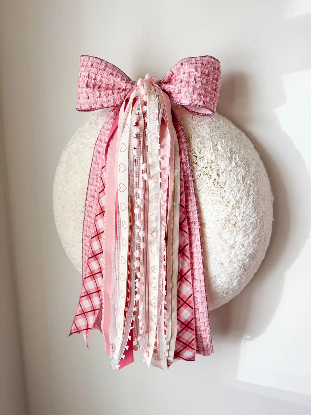 Luxury Valentine's Bow for Wreath - Tweed Ribbon Set for Valentines Day Decor for Front Door Pink... | Etsy (US)