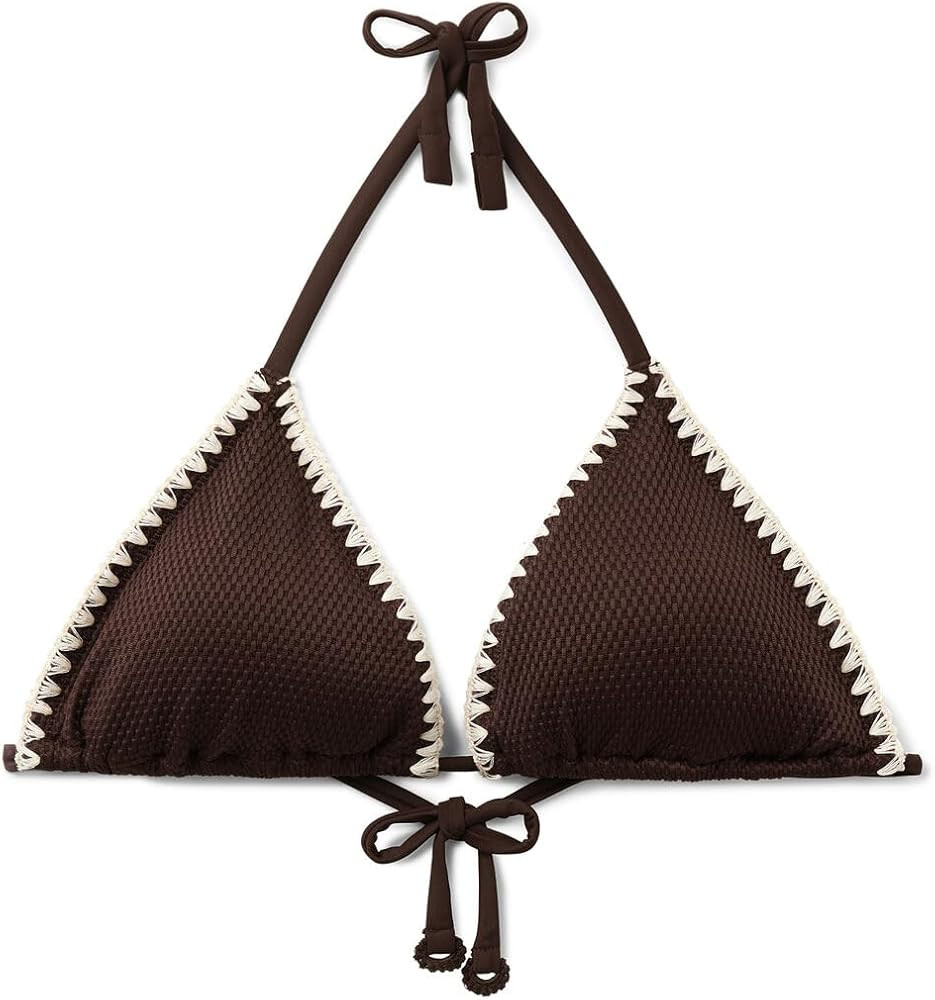 CALZEDONIA Woman's Triangle Swimsuit Top Bicolor Embroidery | Amazon (US)