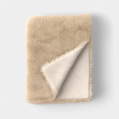 Faux Fur Throw Blanket Ivory - Threshold™ | Target