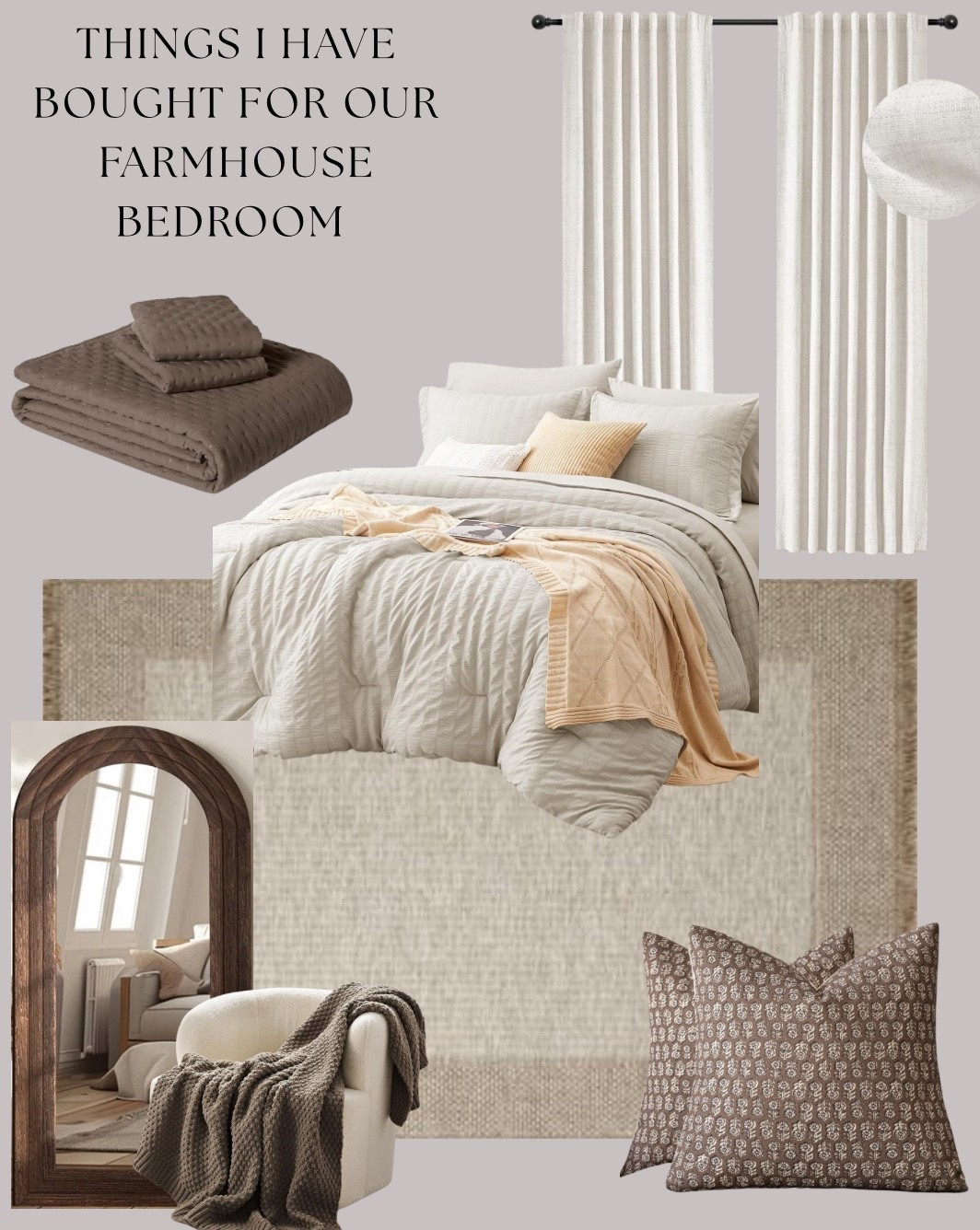 Going for a warm and cozy neutral vibe for our new farmhouse master bedroom!! I cannot wait to see it all come together!! Love all the browns and neutral tons!! 

#LTKMens #LTKFamily #LTKHome