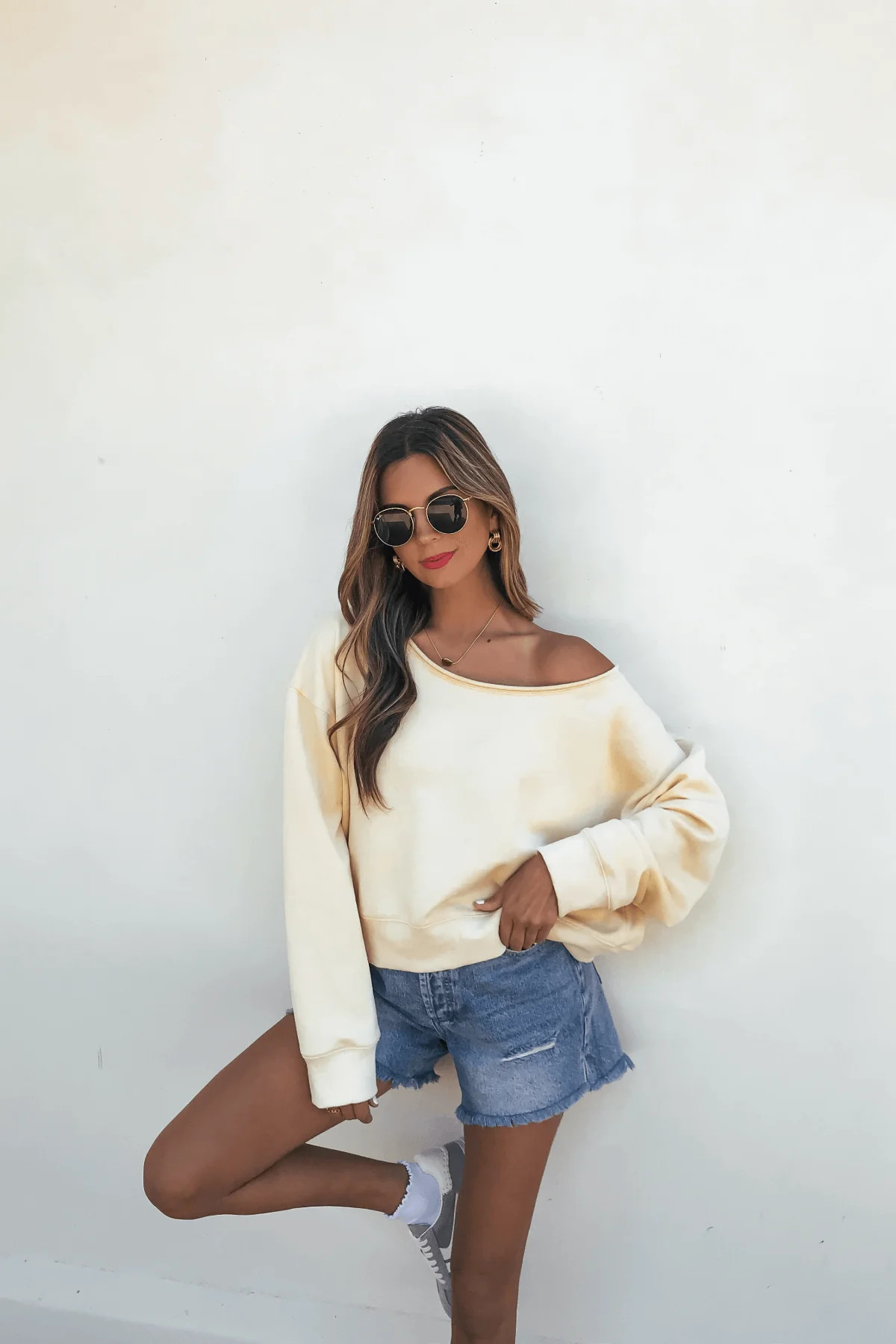 Butter Yellow Off The Shoulder Fleece Sweatshirt | Magnolia Boutique