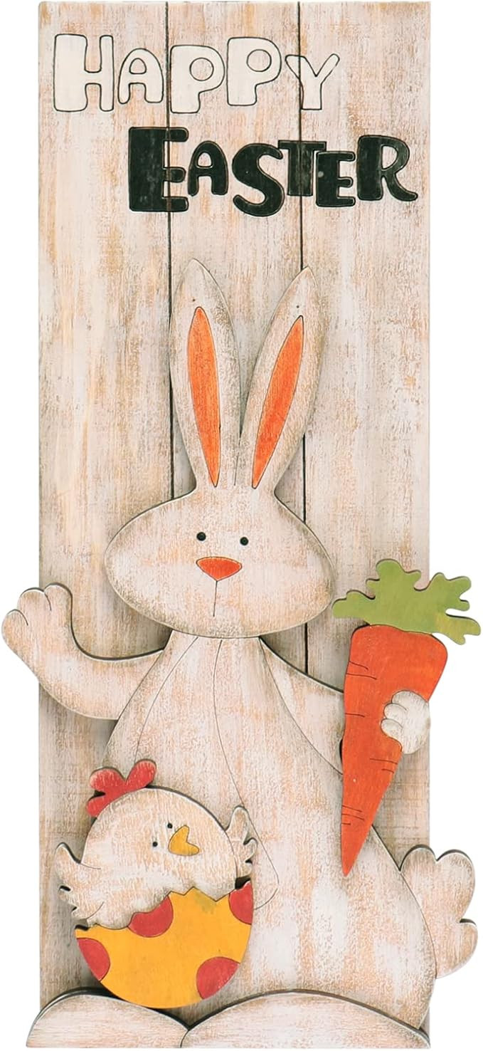 SY Super Bang Easter Wall Decorations, Rustic Wooden Easter Hanging Decorations, Happy Easter Sig... | Amazon (US)
