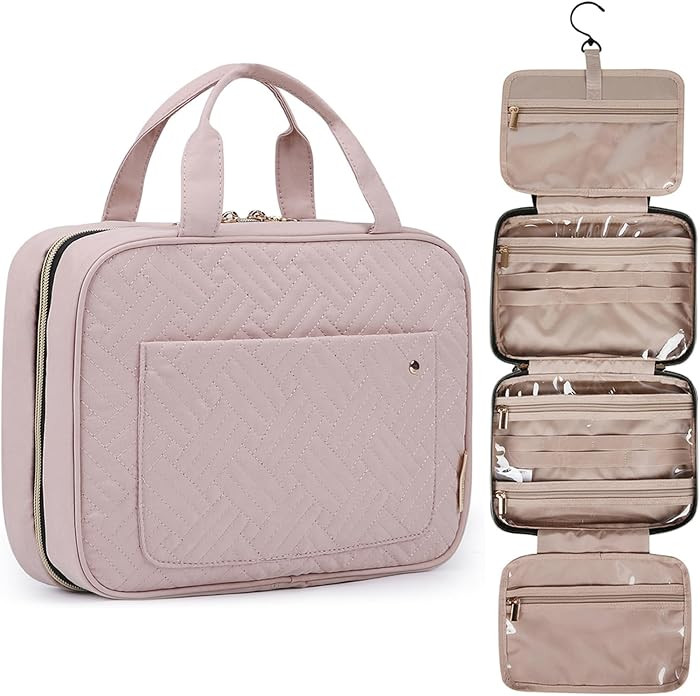 BAGSMART Toiletry Bag Travel Bag with Hanging Hook, Water-resistant Makeup Cosmetic Bag Travel Or... | Amazon (US)