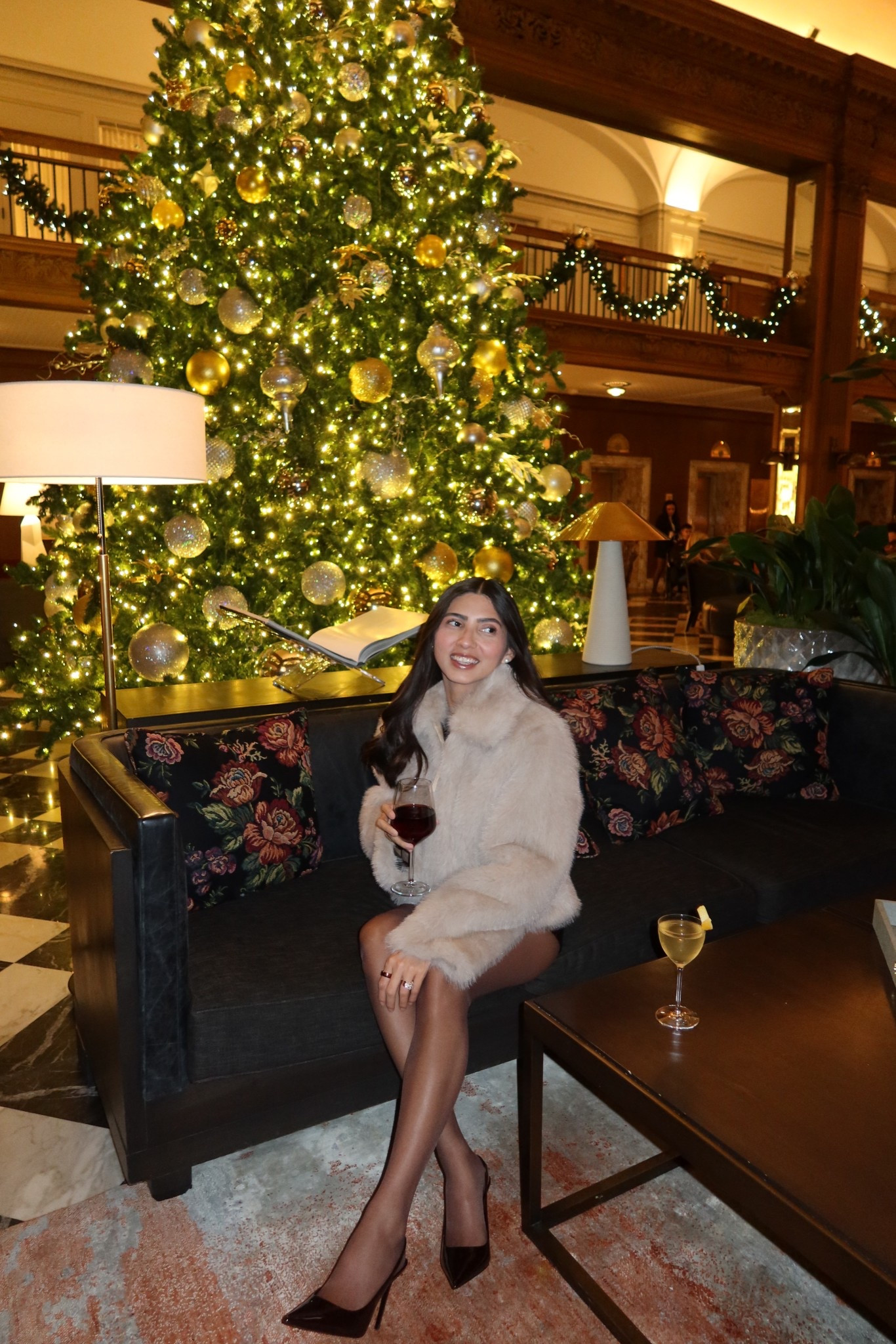 nye outfit, holiday party outfit, christmas outfit, new years outfit, fur coat jacket, leather shorts, high heels, tights 

#LTKHoliday