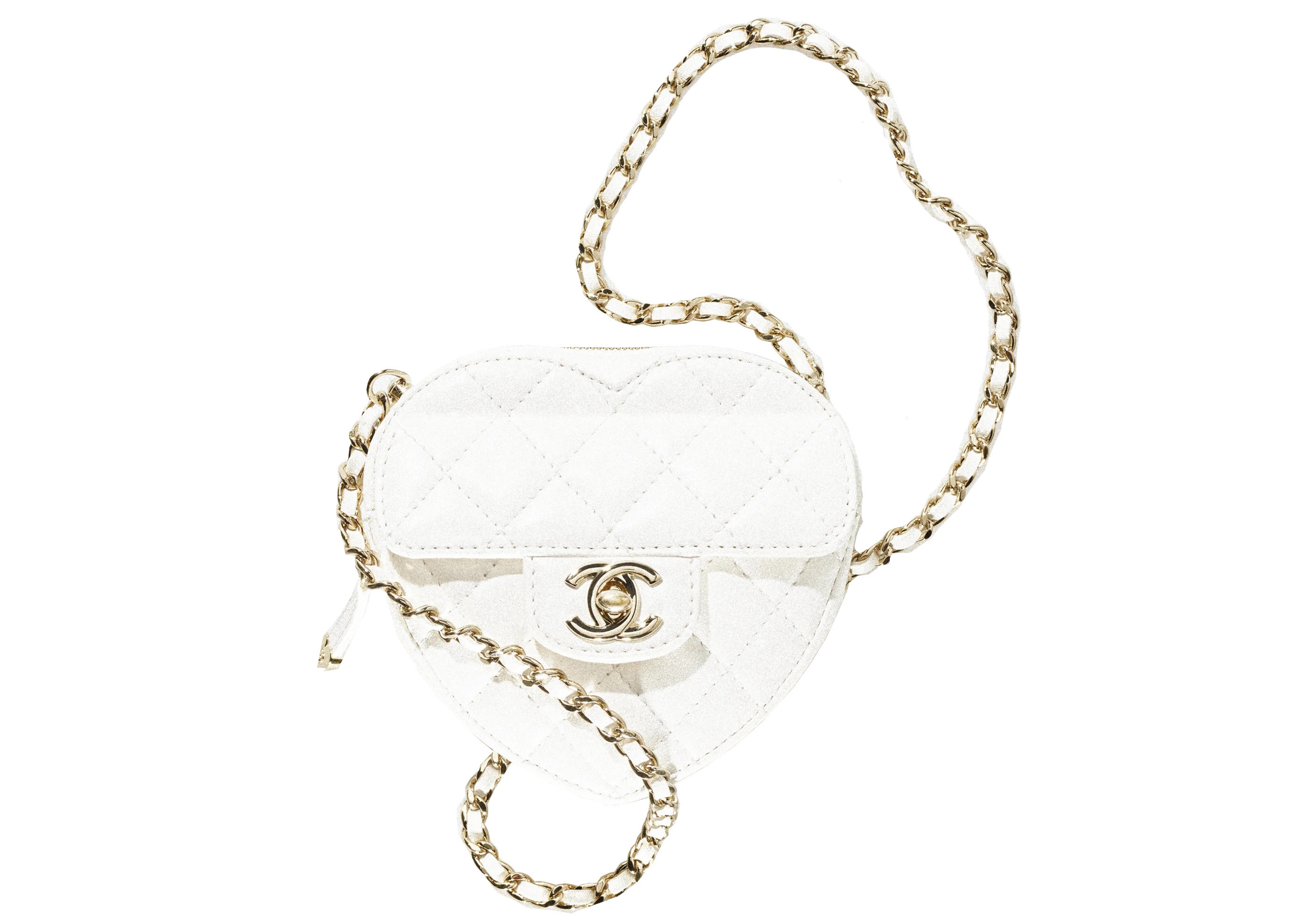 Chanel Heart Clutch With Chain 22S White Lambskin | StockX