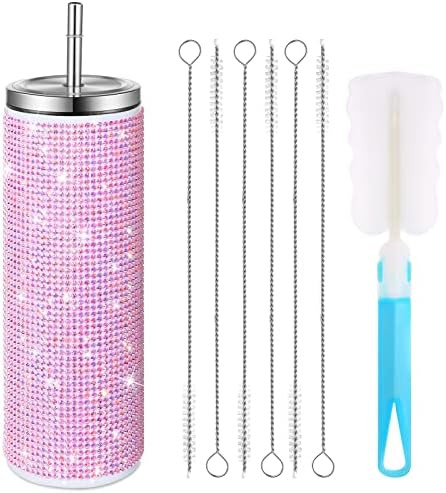 Glitter Water Bottles Diamond Bling Cup 20oz Rhinestone Stainless Steel Water Bottle Insulated Cups  | Amazon (US)
