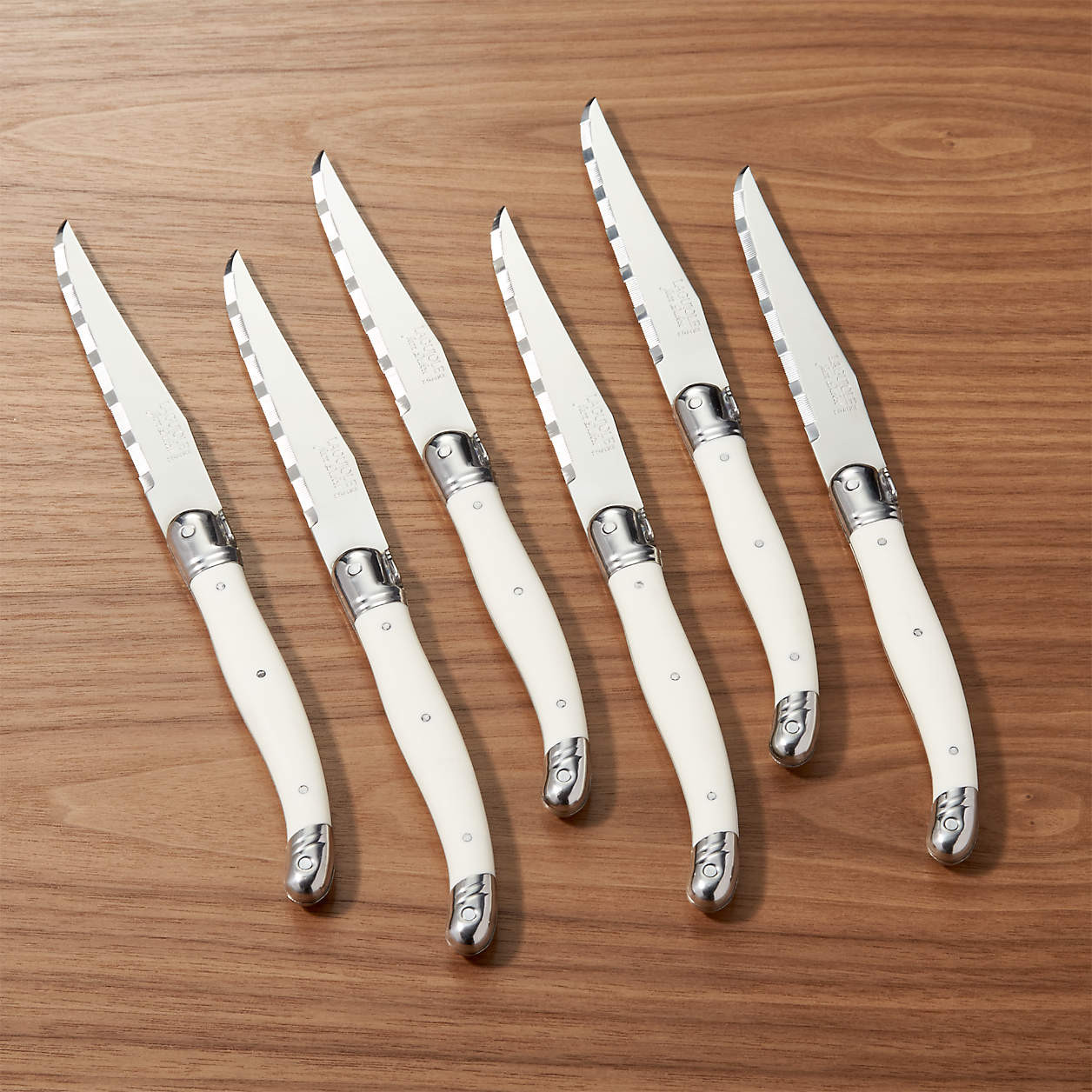 Jean Dubost Laguiole Dark Horn Steak Knives, Set of 6 + Reviews | Crate & Barrel | Crate & Barrel