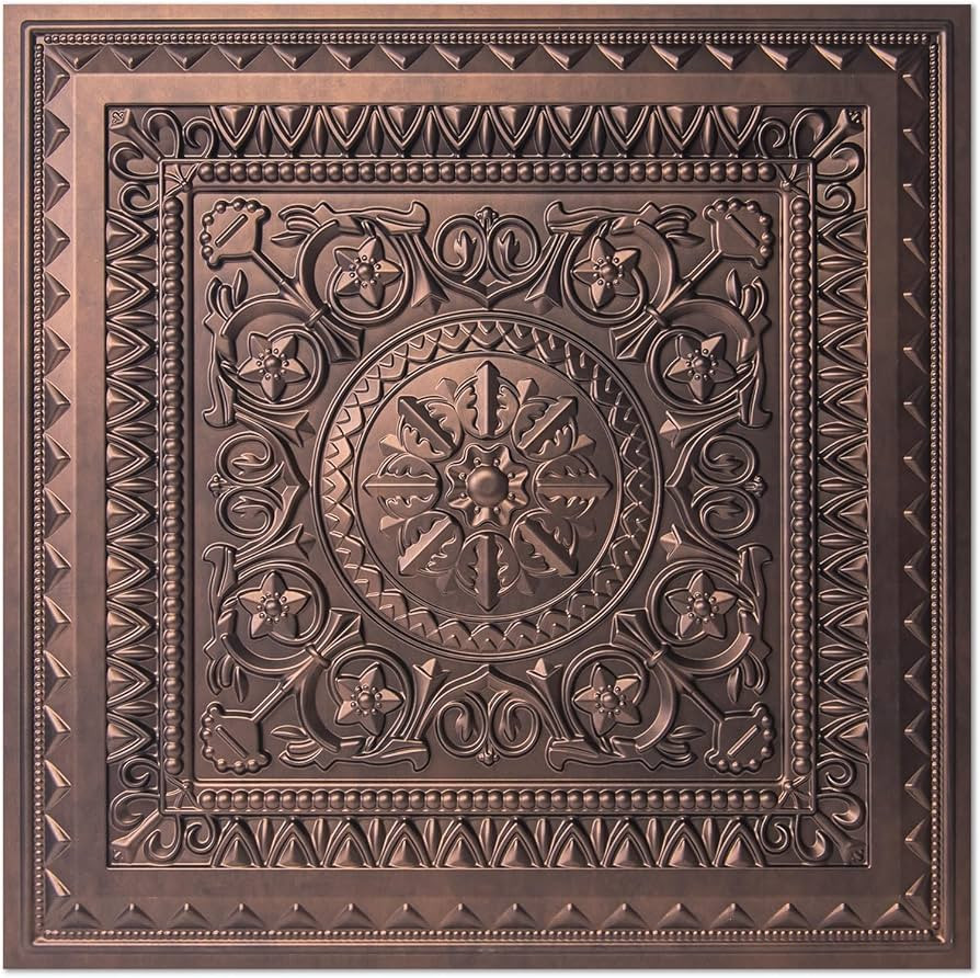 Art3d Drop Ceiling Tiles, Glue up Ceiling Tiles, 2'x2' Plastic Sheet in Antique Copper (12-Pack, ... | Amazon (US)