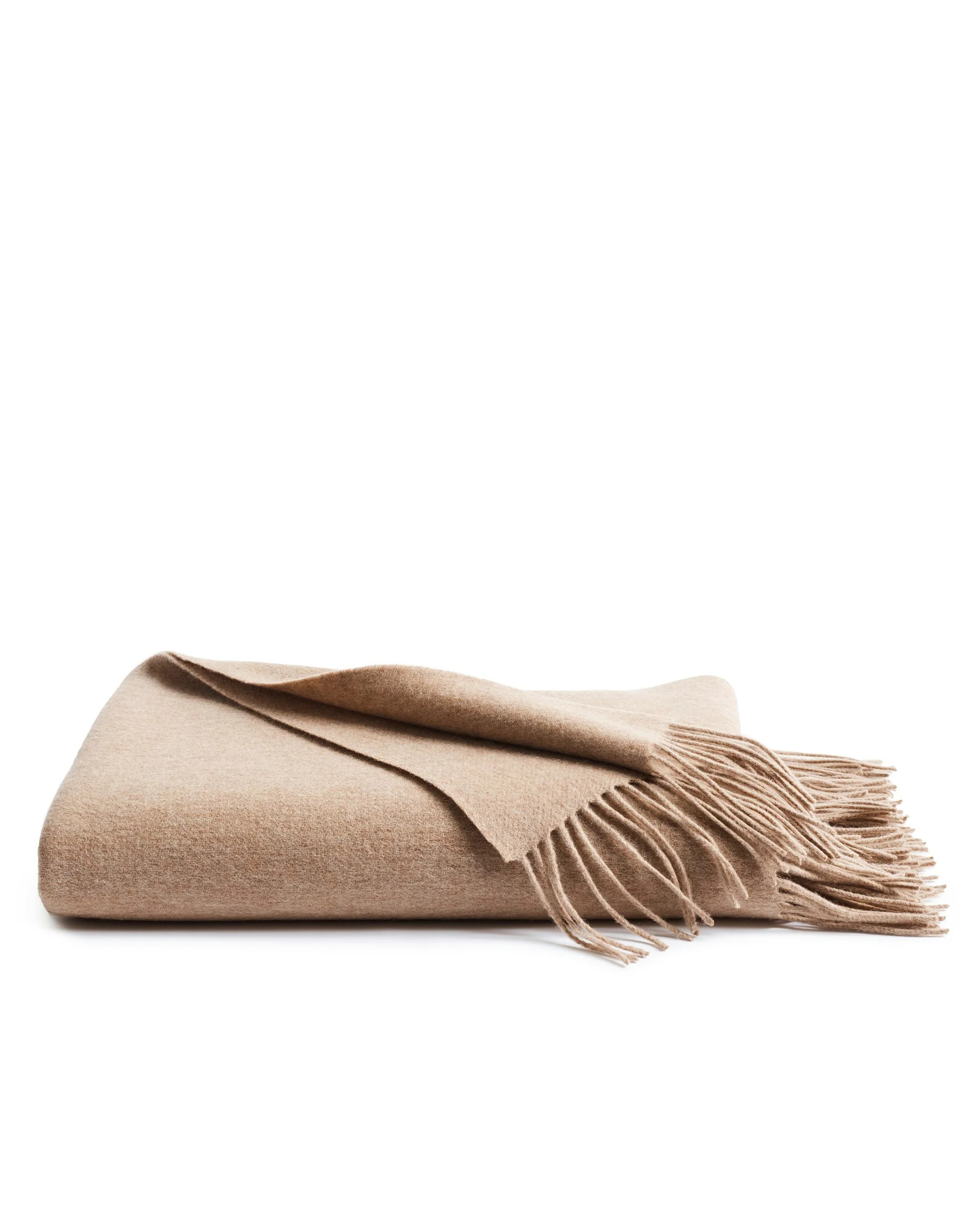 Cashmere Fringe Throw in Beige | Petite Plume