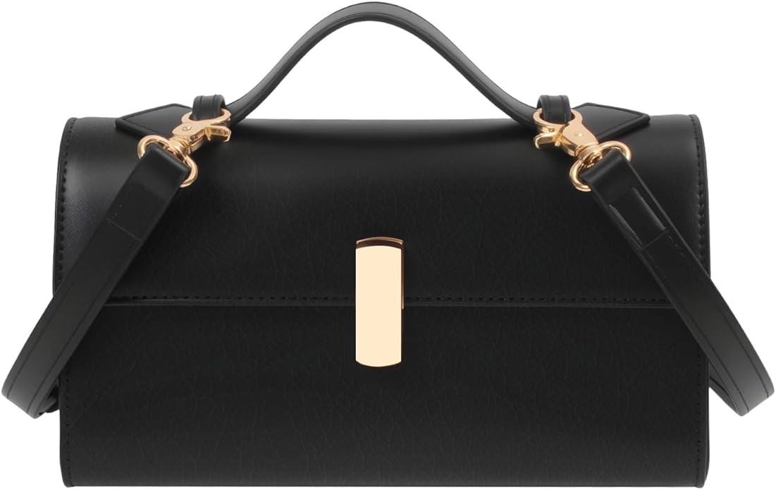 Black Evening Bag, PU Leather Clutch Purse for Women with Strap, Small Formal Handbag for Wedding... | Amazon (US)