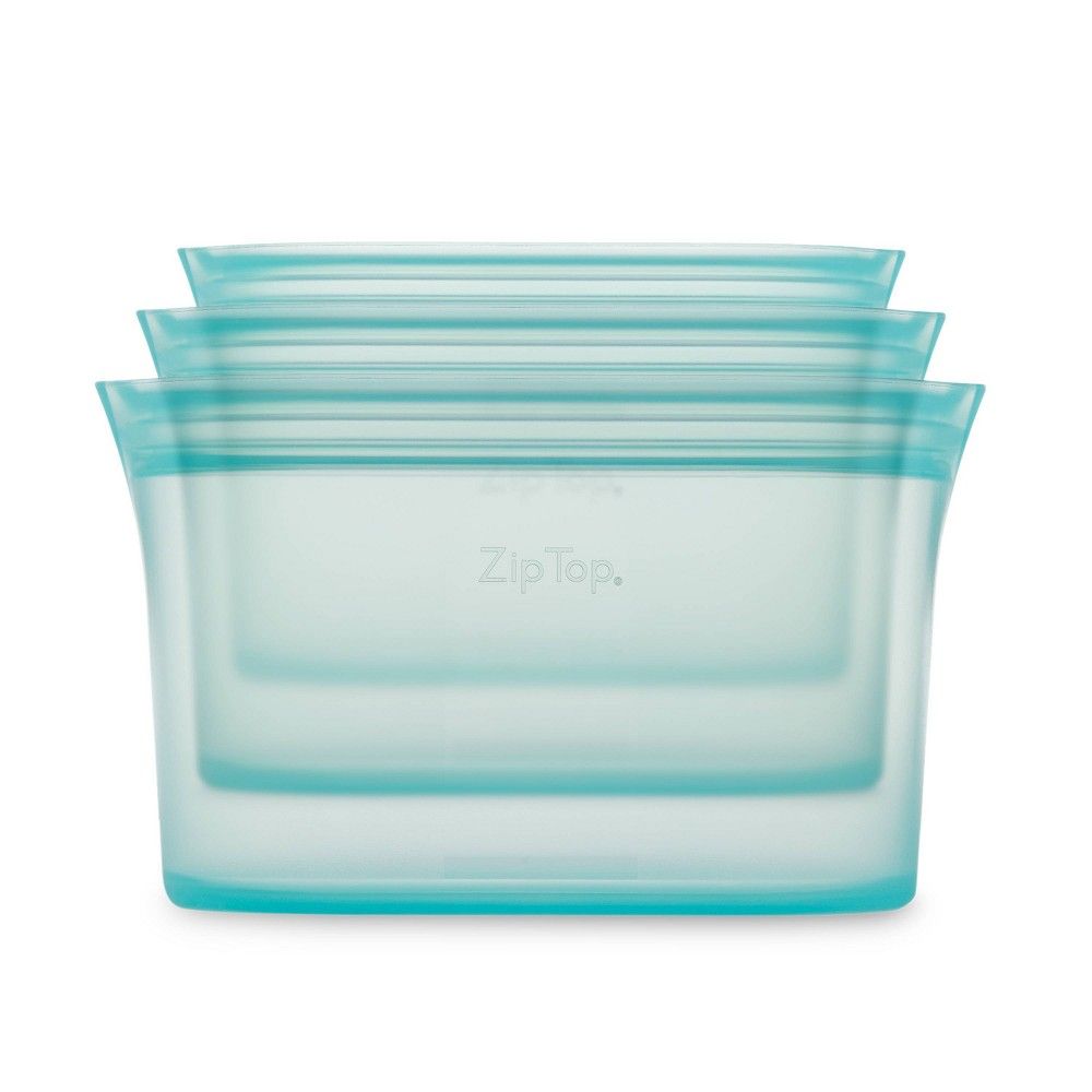 Zip Top Reusable 100% Platinum Silicone Container - 3 Dish Set (S/M/L) - Teal | Target