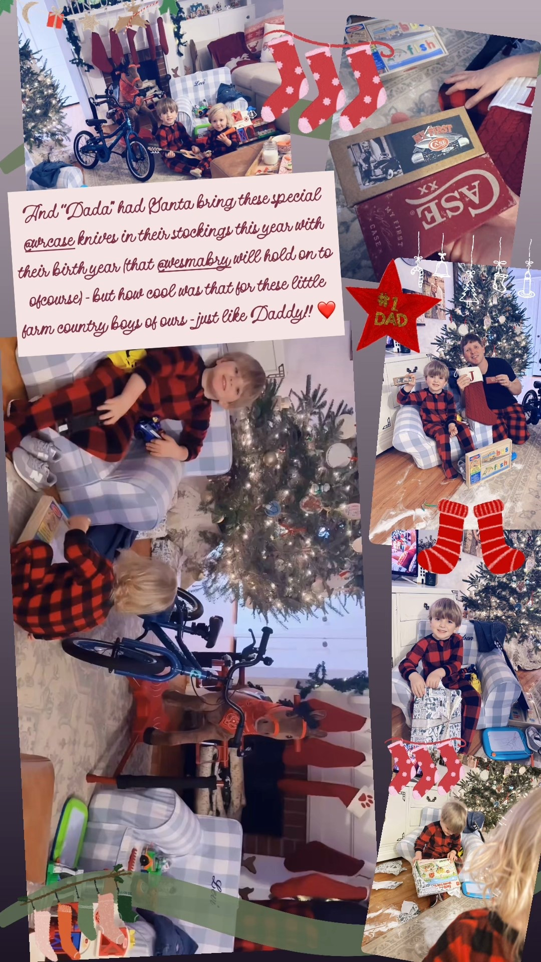 And “Dada” had Santa bring these special “My First Case” Pocket Knived (@wrcase ) in their stockings this year with their birth year (that @wesmabry will hold on to ofcourse) - but how cool was that for these little farm country boys of ours - just like Daddy!! ❤️