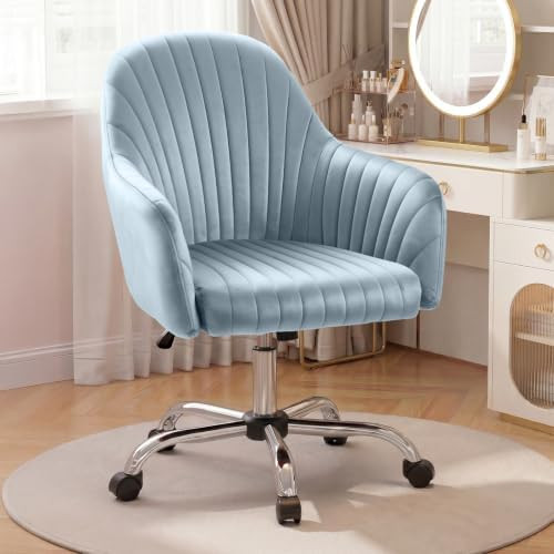 Warmiehomy Desk Chair, Velvet Office Chair with Wheels, Women Girls' Vanity Chairs with Back Arm ... | Amazon (US)