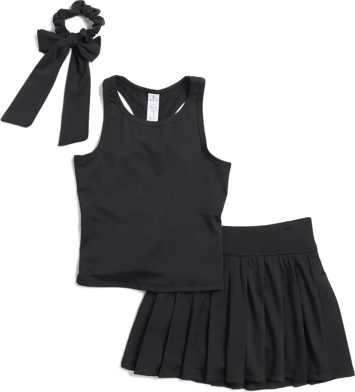 90 DEGREE BY REFLEX Kids' Tank, Pleated Skort & Bow Scrunchie Set | Nordstromrack | Nordstrom Rack