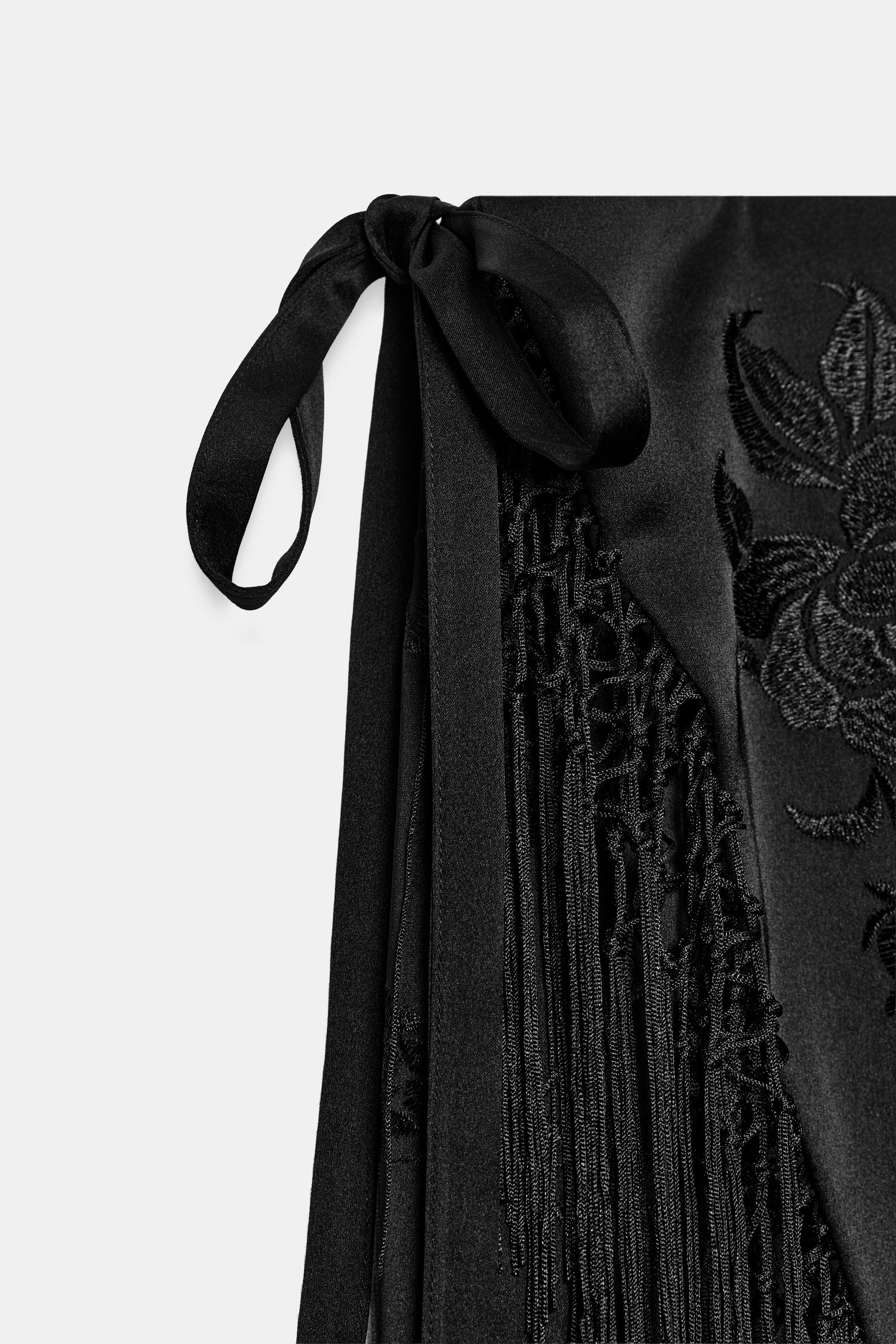 ZW COLLECTION EMBROIDERED FRINGED SKIRT | Zara UK