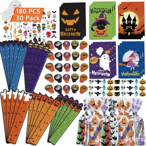 ATFUNSHOP Halloween Party Favors 180 PCS 30 Pack Halloween Stationery Stamps Notebooks Rulers Sti... | Amazon (US)
