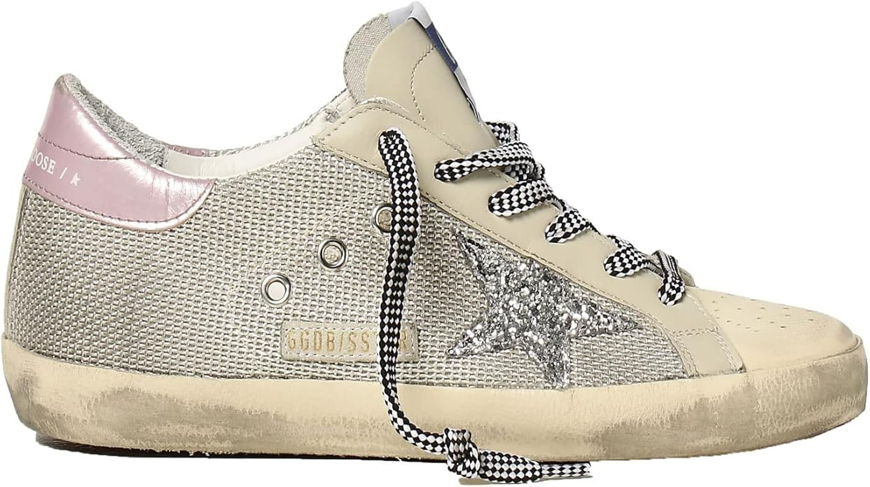 Golden Goose Super-Star Net Upper PVC Hole Toe Glitter Star Laminated Heel Womens Sneaker GWF0010... | Amazon (US)
