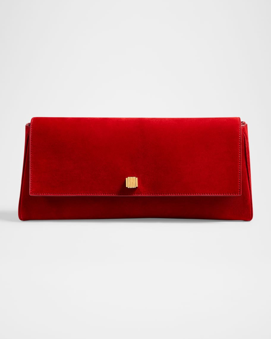 Khaite Audrey Flap Suede Clutch Bag | Neiman Marcus