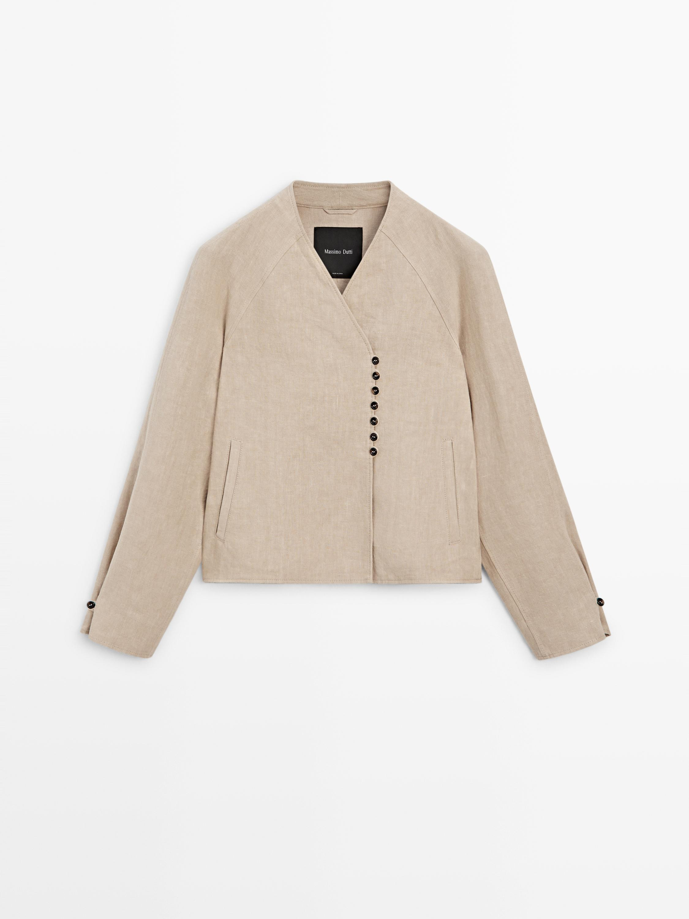 Cropped 100% linen jacket | Massimo Dutti UK