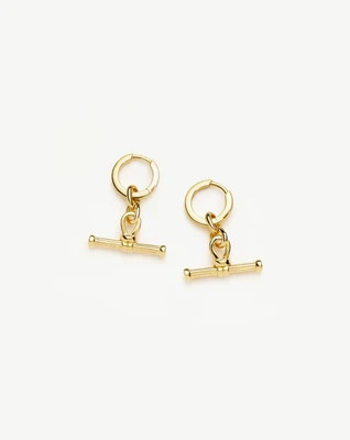 Ridge T-Bar Drop Huggies | 18ct Gold Plated | Missoma UK