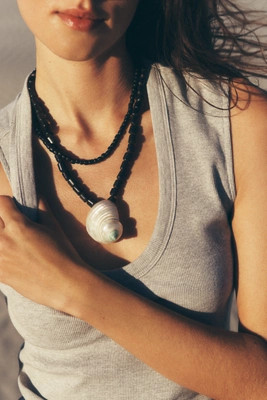 Beaded Large Shell Pendant Necklace | Anthropologie (US)